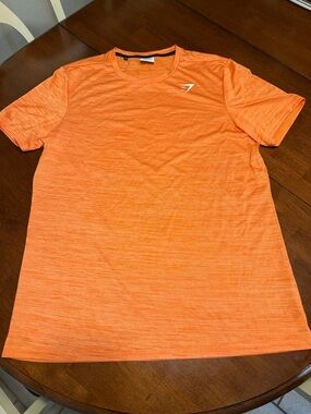Gymshark Shirt Men’s Arrival Marl Size XL Orange Lightweight Moisture Wicking